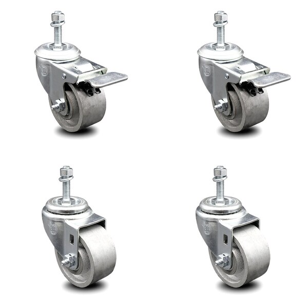 Service Caster 3 Inch Semi Steel Wheel Swivel 1/2 Inch Stem Caster Total Lock Brake SCC, 2PK SCC-TSTTL20S314-SSS-381615-2-S-2 - main